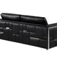 Two Piece Indoor Black Italian Leather Four Person Seating Set