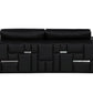 Two Piece Indoor Black Italian Leather Four Person Seating Set