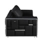 Two Piece Indoor Black Italian Leather Four Person Seating Set