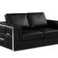 Two Piece Indoor Black Italian Leather Four Person Seating Set
