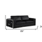 89" Black Italian Leather Sofa With Silver Legs