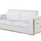 Two Piece White Italian Leather Five Person Seating Set