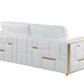 Two Piece White Italian Leather Five Person Seating Set