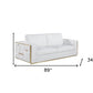 89" White Italian Leather Sofa With Brass Legs