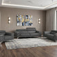 Three Piece Gray Top Grain Leather Five Person Seating Set