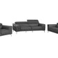 Three Piece Gray Top Grain Leather Five Person Seating Set