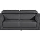 Three Piece Gray Top Grain Leather Five Person Seating Set