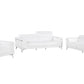 White Top Grain Leather Five Person Seating Set