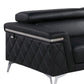 Two Piece Black Italian Leather Four Person Seating Set