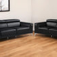Two Piece Black Italian Leather Four Person Seating Set