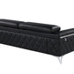 Two Piece Black Italian Leather Four Person Seating Set