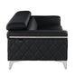 Two Piece Black Italian Leather Four Person Seating Set