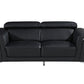 Two Piece Black Italian Leather Four Person Seating Set