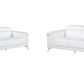 Two Piece Indoor White Italian Leather Five Person Seating Set