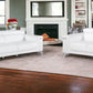 Two Piece Indoor White Italian Leather Five Person Seating Set