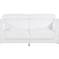 Two Piece Indoor White Italian Leather Five Person Seating Set