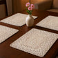 19" Set of Four Ivory And Natural Jute Placemats