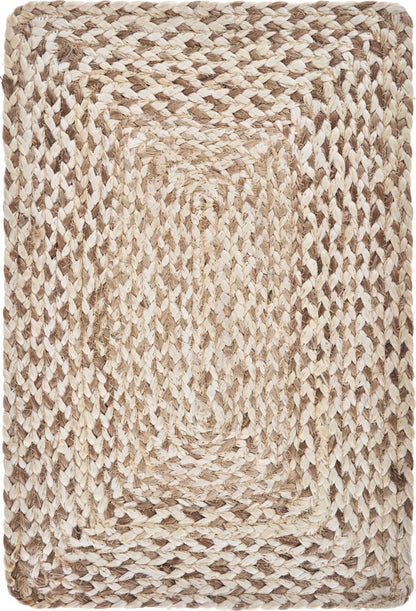 19" Set of Four Ivory And Natural Jute Placemats