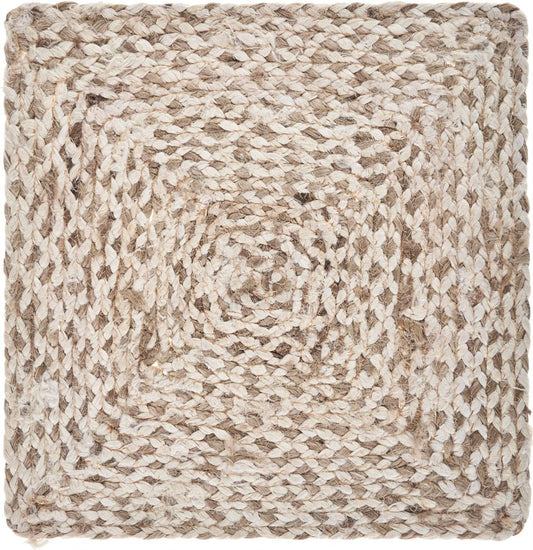 15" Set of Four Ivory And Natural Jute Square Placemats