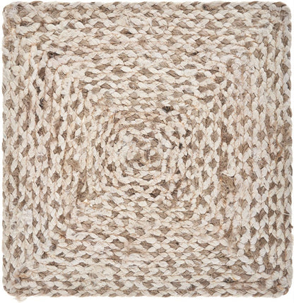 15" Set of Four Ivory And Natural Jute Square Placemats