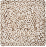 15" Set of Four Ivory And Natural Jute Square Placemats