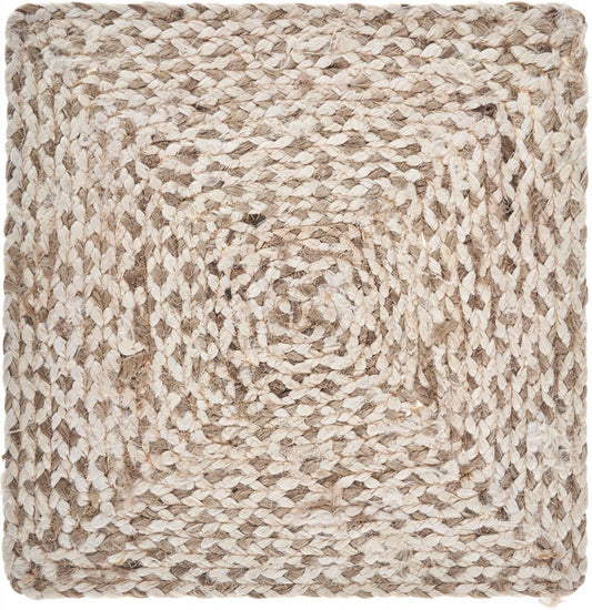 15" Set of Four Ivory And Natural Jute Square Placemats