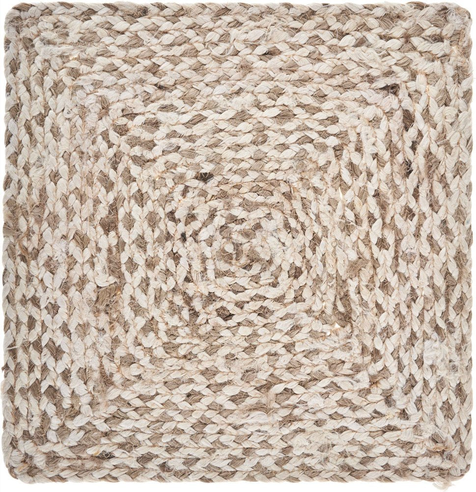 15" Set of Four Ivory And Natural Jute Square Placemats