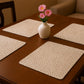 15" Set of Four Ivory And Natural Jute Square Placemats