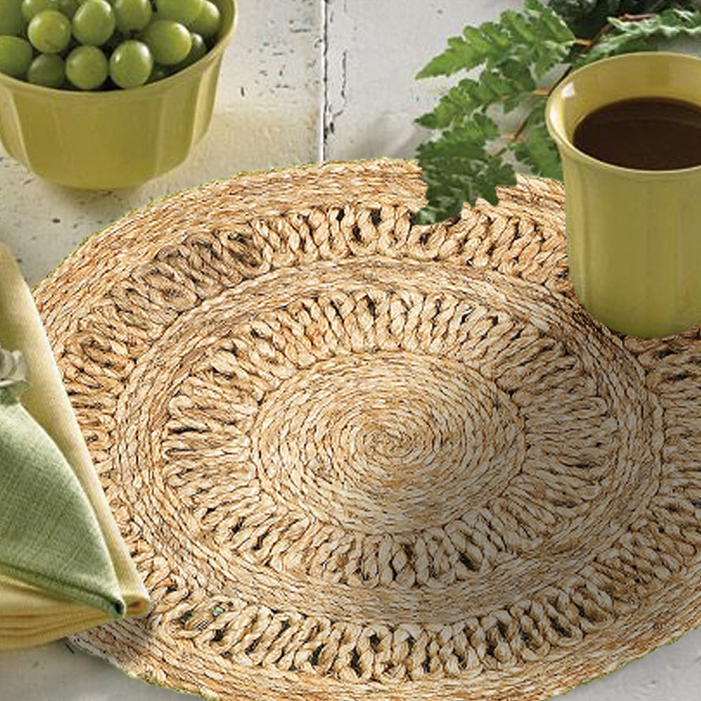 15" Set of Two Natural Braided Jute Round Placemats