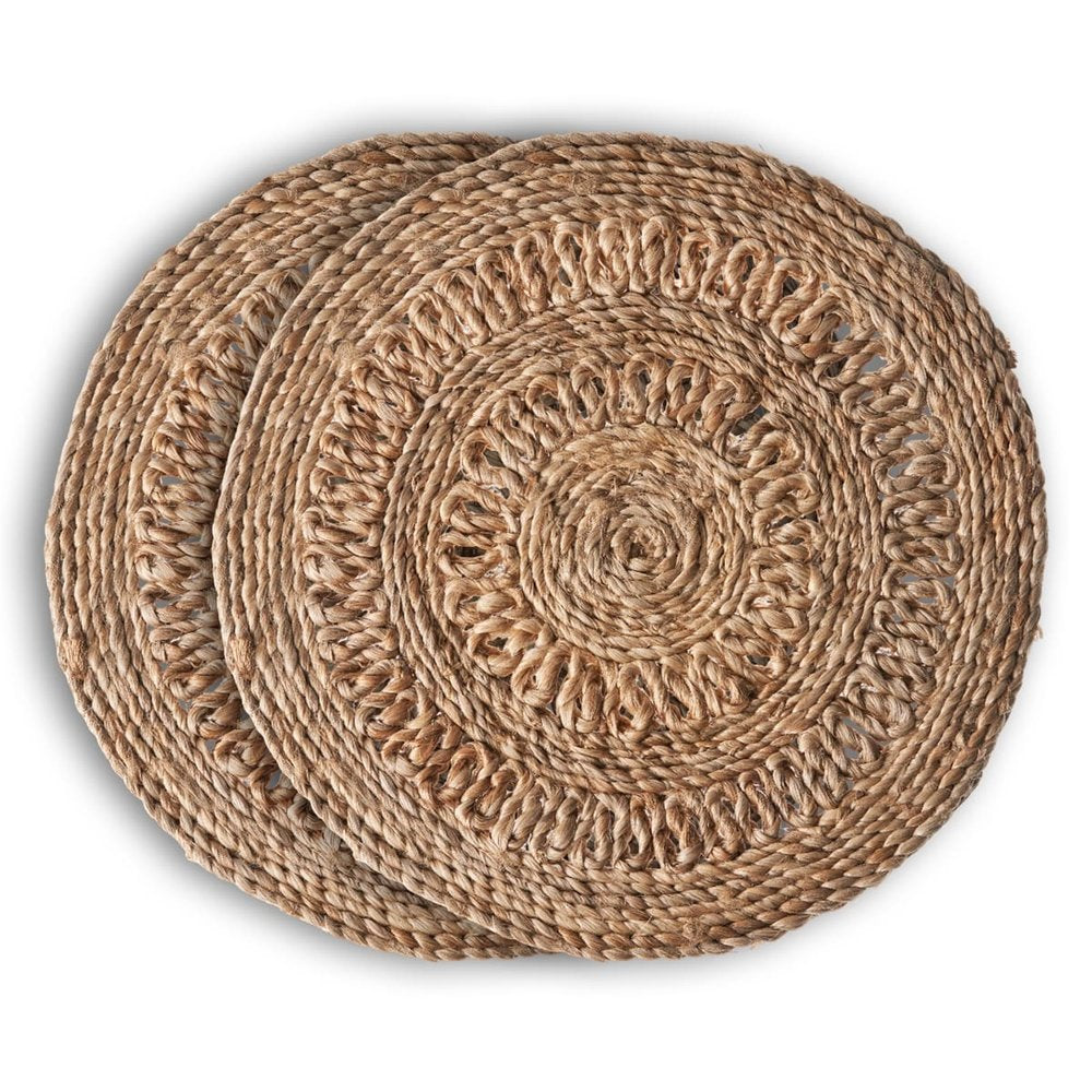 15" Set of Two Natural Braided Jute Round Placemats