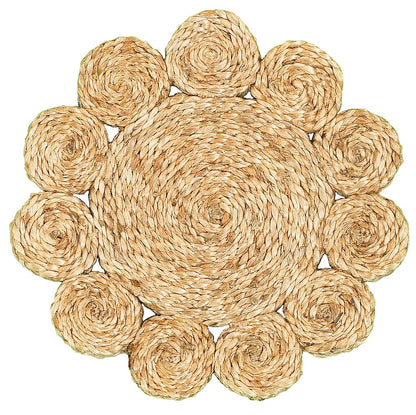 15" Set of Two Natural Braided Jute Scalloped Placemats