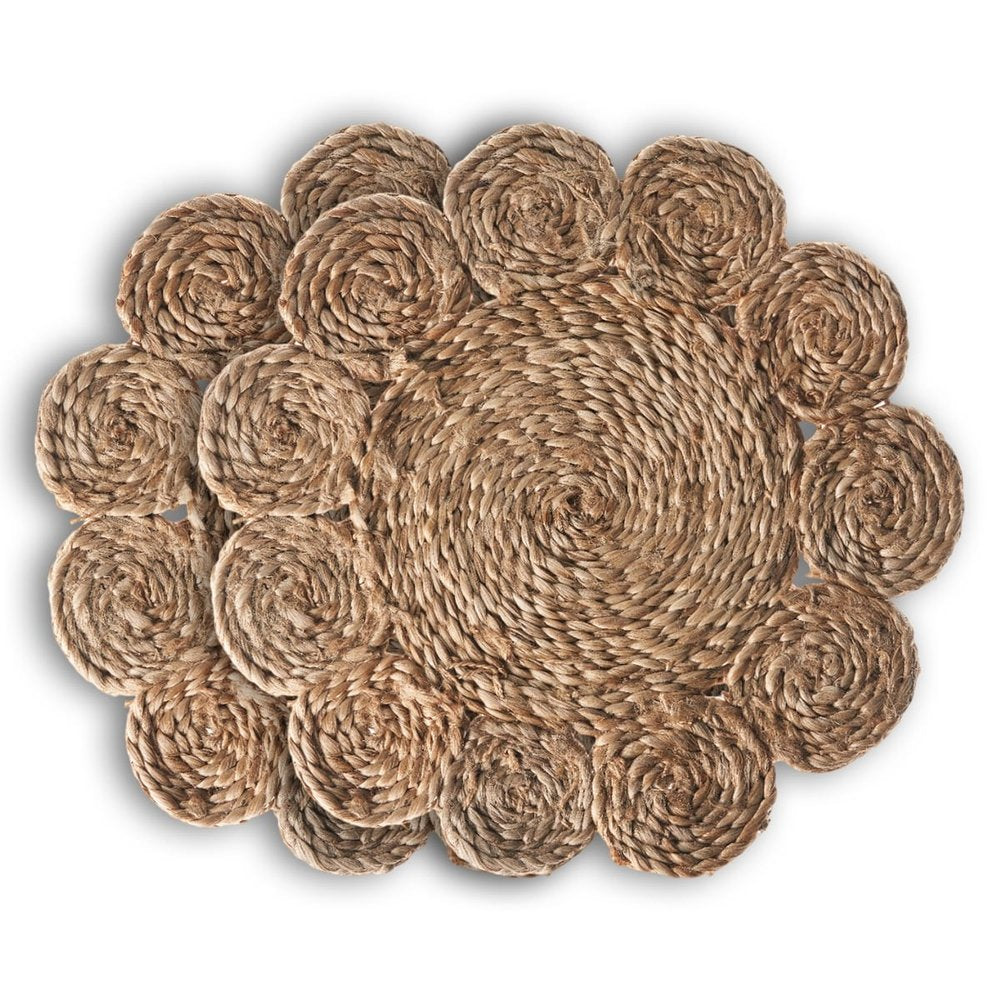 15" Set of Two Natural Braided Jute Scalloped Placemats