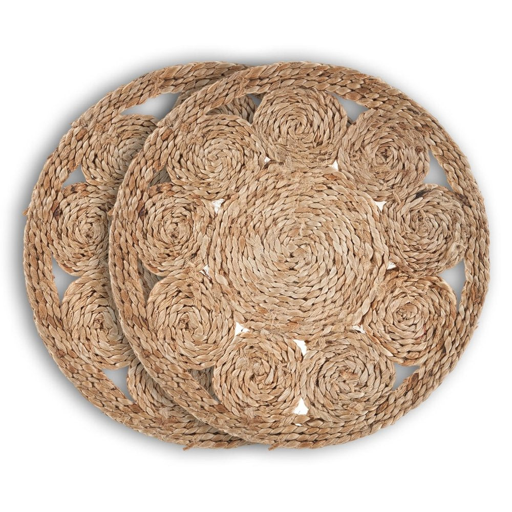 15" Set of Two Natural Braided Jute Round Placemats