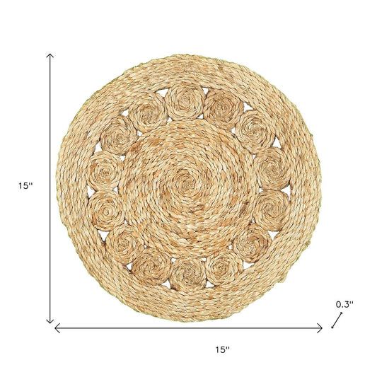 15" Set of Two Natural Braided Jute Round Placemats