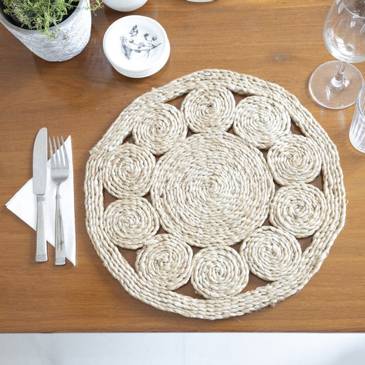 15" Set of Two Natural Braided Jute Round Placemats