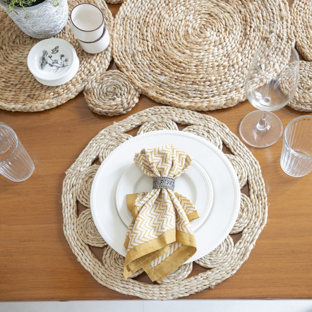 15" Set of Two Natural Braided Jute Round Placemats
