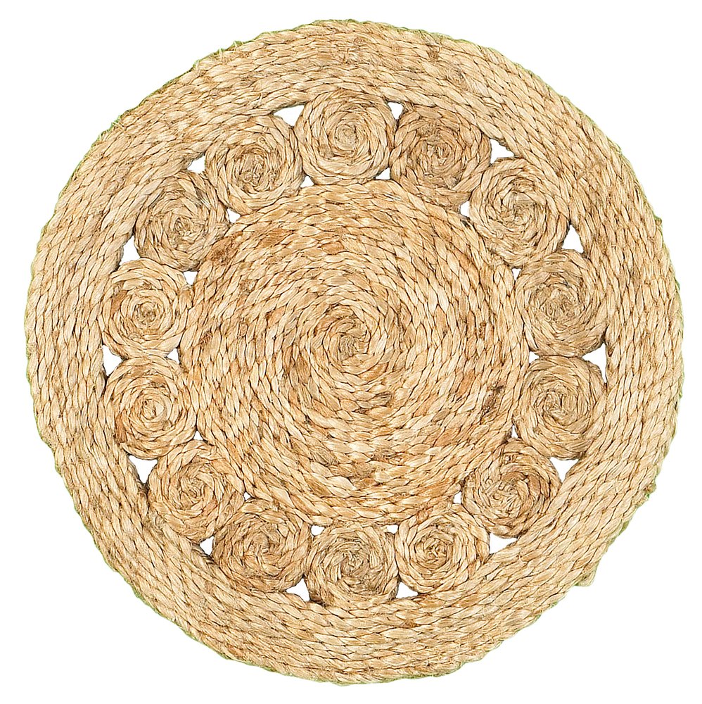 15" Set of Two Natural Braided Jute Round Placemats