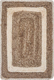 19" Set of Four Natural And Ivory Geometric Braided Jute Placemats