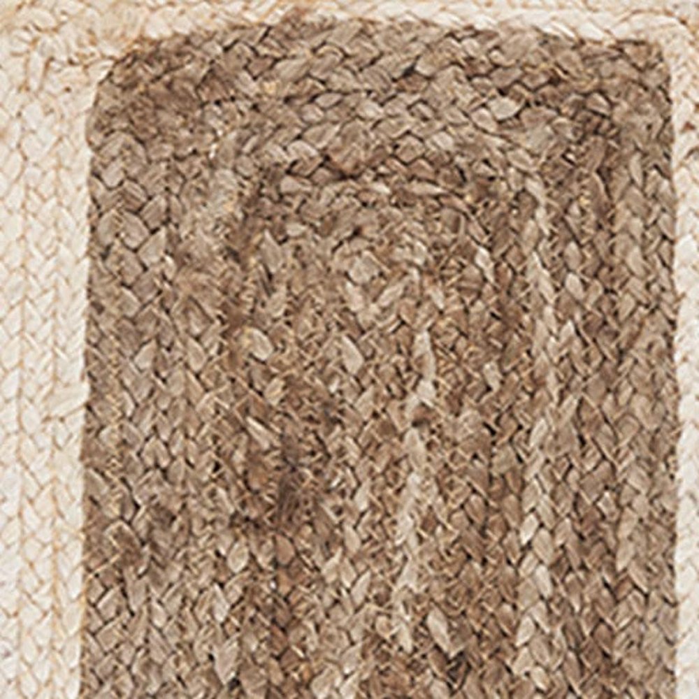 19" Set of Four Natural And Ivory Geometric Braided Jute Placemats