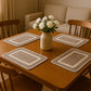 19" Set of Four Natural And Ivory Geometric Braided Jute Placemats