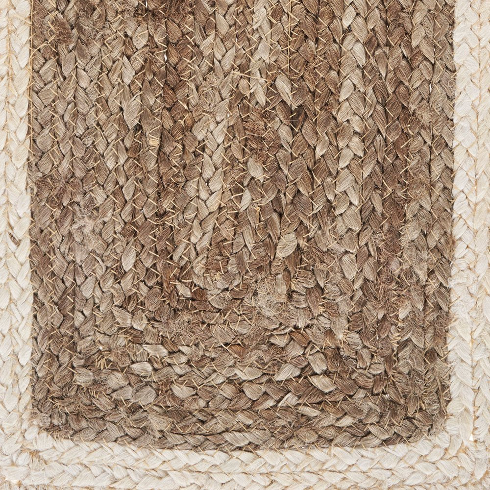 19" Set of Four Natural And Ivory Geometric Braided Jute Placemats