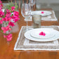 19" Set of Four Natural And Ivory Geometric Braided Jute Placemats
