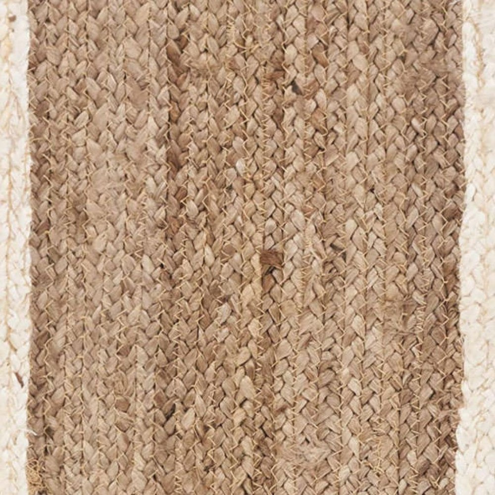 80" Natural And Cream Geometric Bordered Jute Table Runner