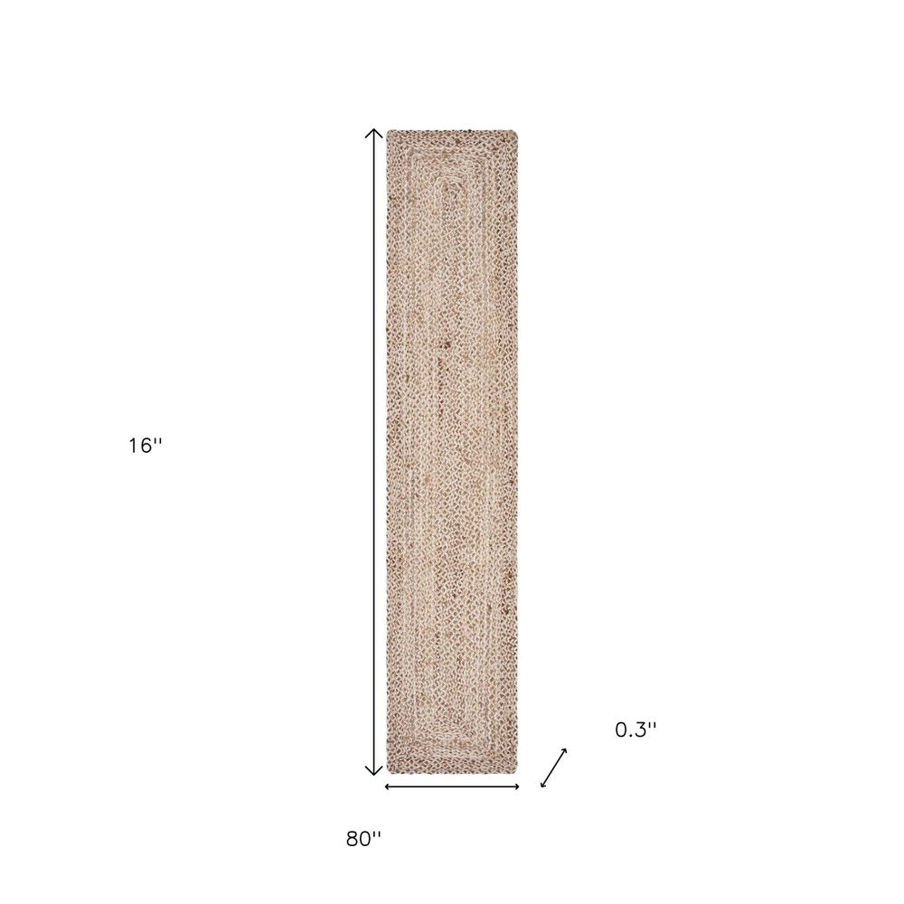 80" Brown Ivory And Natural Braided Jute Table Runner