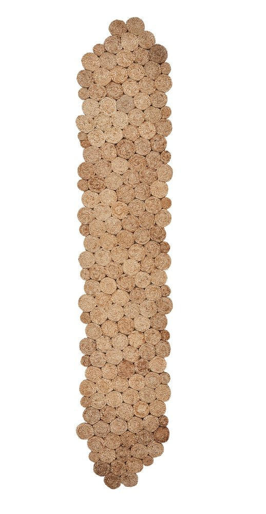 80" Natural Geometric Circles Scalloped Shape Jute Table Runner