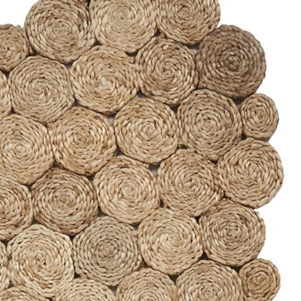 80" Natural Geometric Circles Scalloped Shape Jute Table Runner
