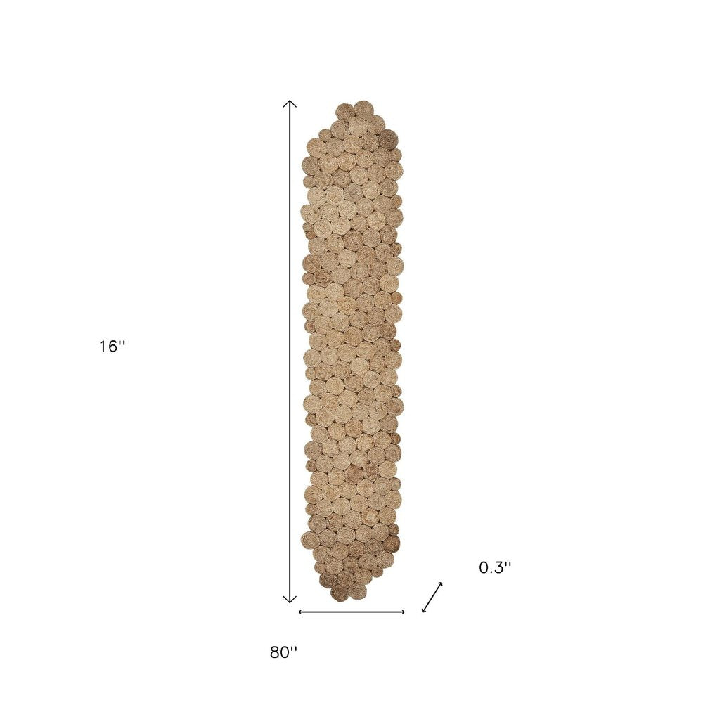 80" Natural Geometric Circles Scalloped Shape Jute Table Runner