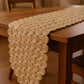80" Natural Geometric Circles Scalloped Shape Jute Table Runner
