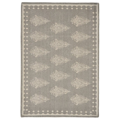 19" Set of Four Gray And Cream Geometric Medallion Cotton Placemats