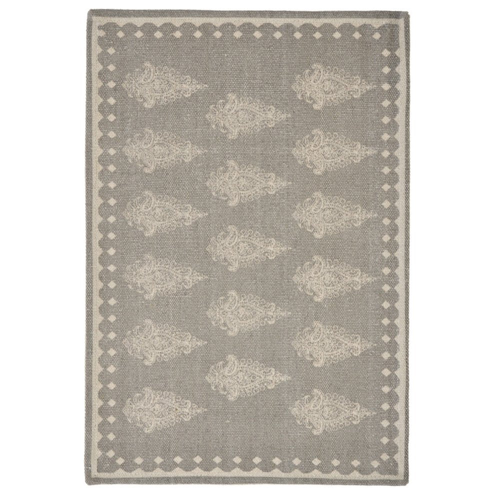 19" Set of Four Gray And Cream Geometric Medallion Cotton Placemats